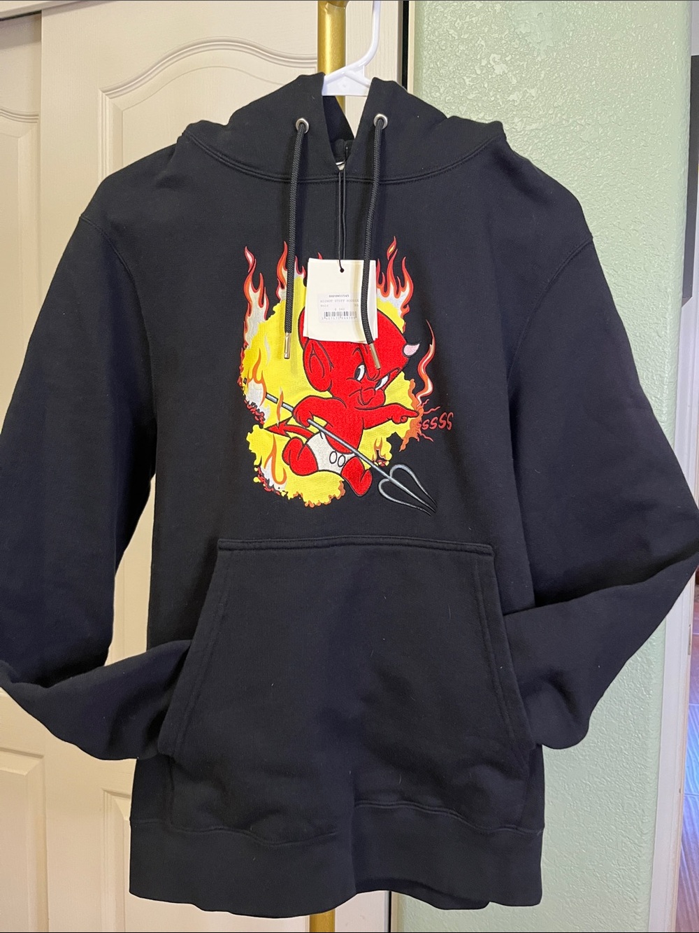 NWT Sandro x Hot Stuff ❤️🔥 Black Hoodie Sz Mens XS NEW